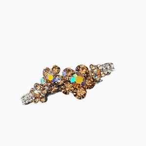 Amber Tone Crystal Floral Barrette